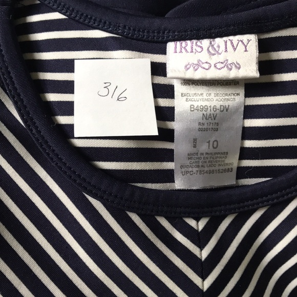 IRIS and IVY girl’s dress navy pink white stripes sleeveless belted size 10 - Picture 10 of 10